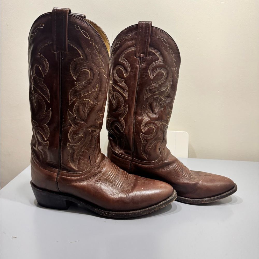 Dan Post vintage registered Brown Cowboy Western Boots Leather men’s size 9 - Picture 2 of 5